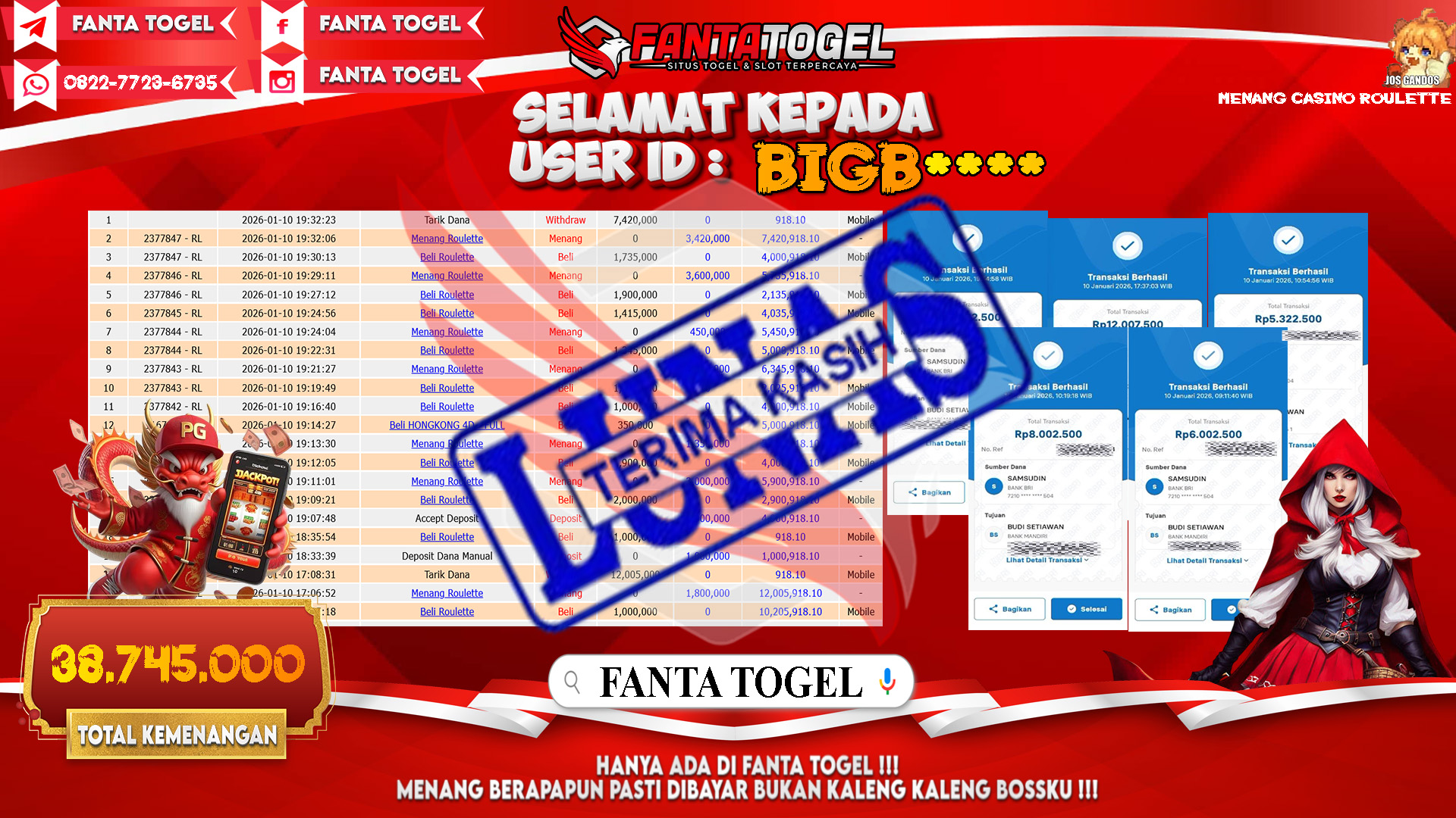 FANTATOGEL-JACKPOT-SLOT-STARLIGHT-PRINCESS-1000-Rp.10.943.000,- LUNAS