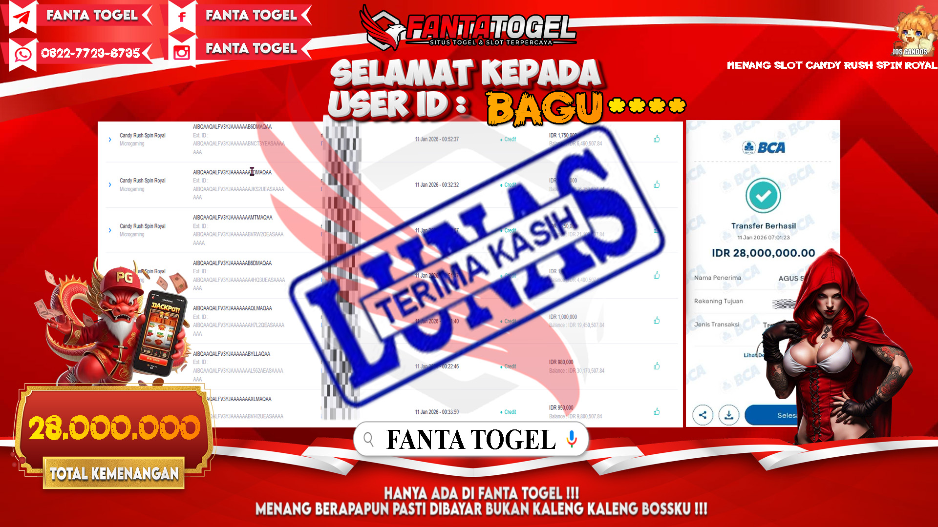 FANTATOGEL-JACKPOT-SLOT-CANDY-RUSH-SPIN-ROYAL-Rp.28.000.000,- LUNAS