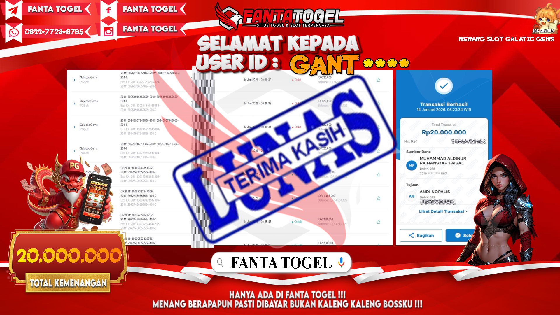 FANTATOGEL-JACKPOT-SLOT-GALATIC-GEMS-Rp.20.000.000,- LUNAS