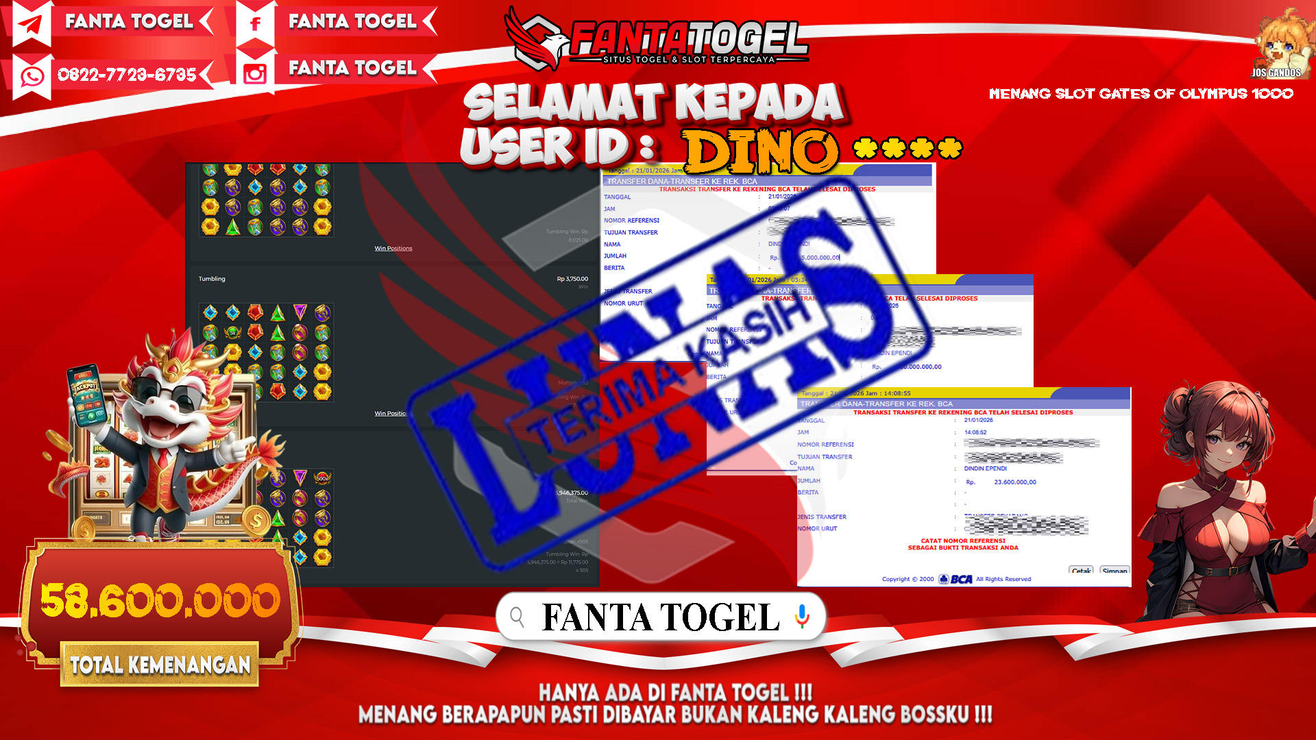 FANTATOGEL-JACKPOT-SLOT-GATES-OF-OLYMPUS-1000-Rp.58.600.000,- LUNAS