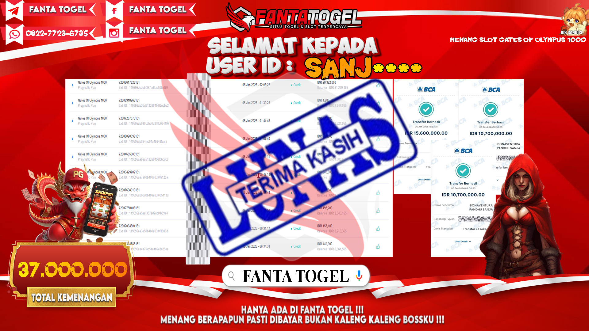 FANTATOGEL-JACKPOT-SLOT-GATES-OF-OLYMPUS-1000-Rp.37.000.000,- LUNAS