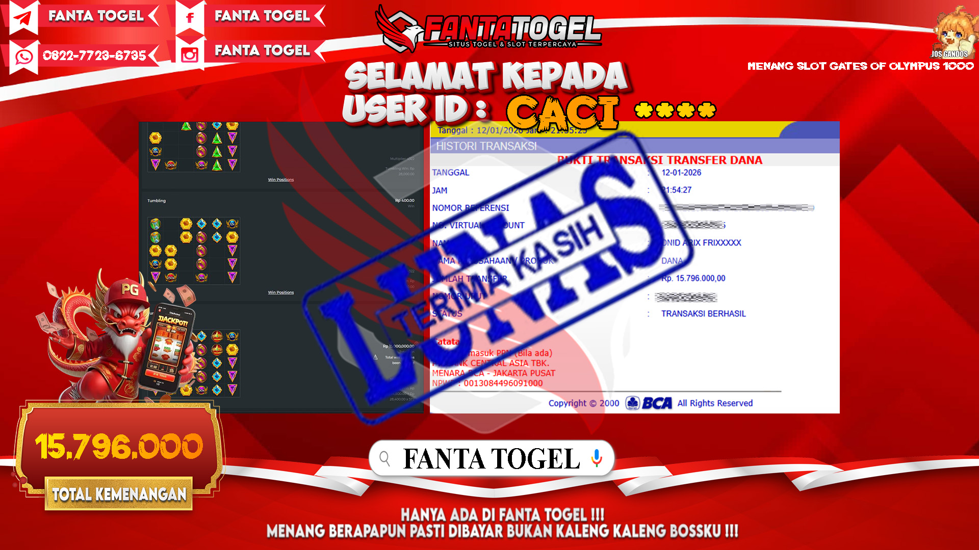 FANTATOGEL-JACKPOT-SLOT-GATES-OF-OLYMPUS-1000-Rp.15.796.000,- LUNAS