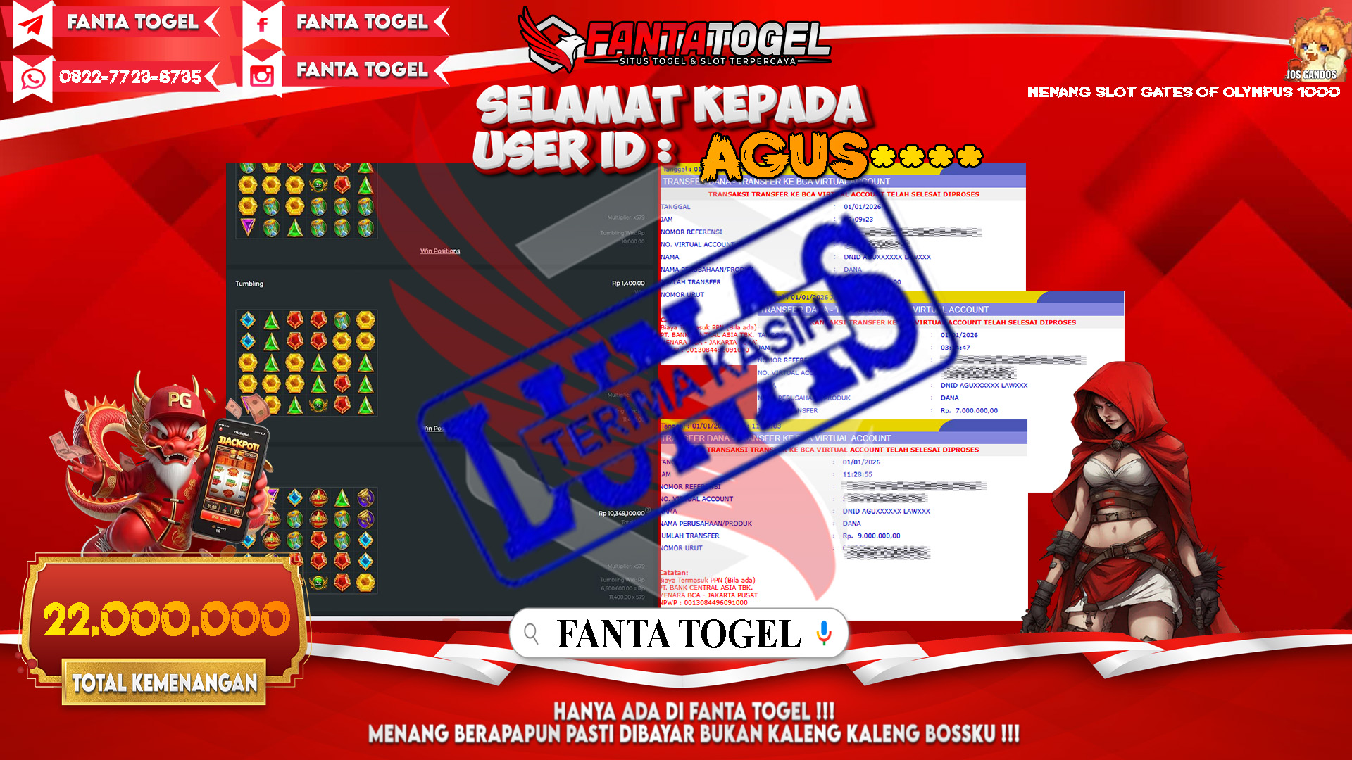 FANTATOGEL-JACKPOT-SLOT-GATES-OF-OLYMPUS-1000-Rp.22.000.000,- LUNAS